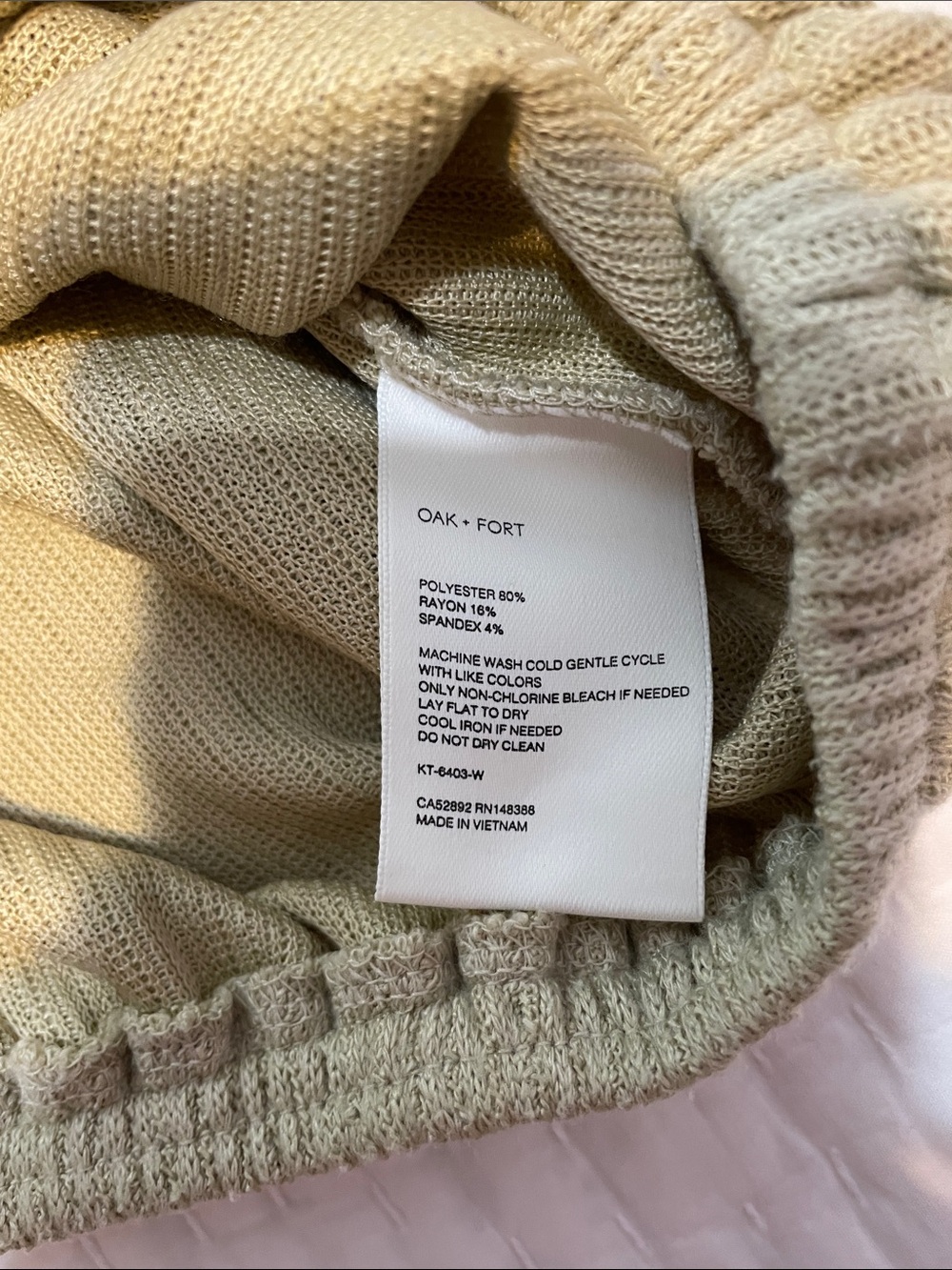 OAK + FORT Ribbed Crewneck Beige Top - Size Large - Picture 6 of 7